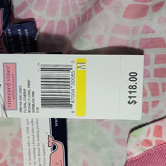 VINEYARD‎ VINES Mosiac Floral Print Cover Up Dress Medium - Picture 9 of 9